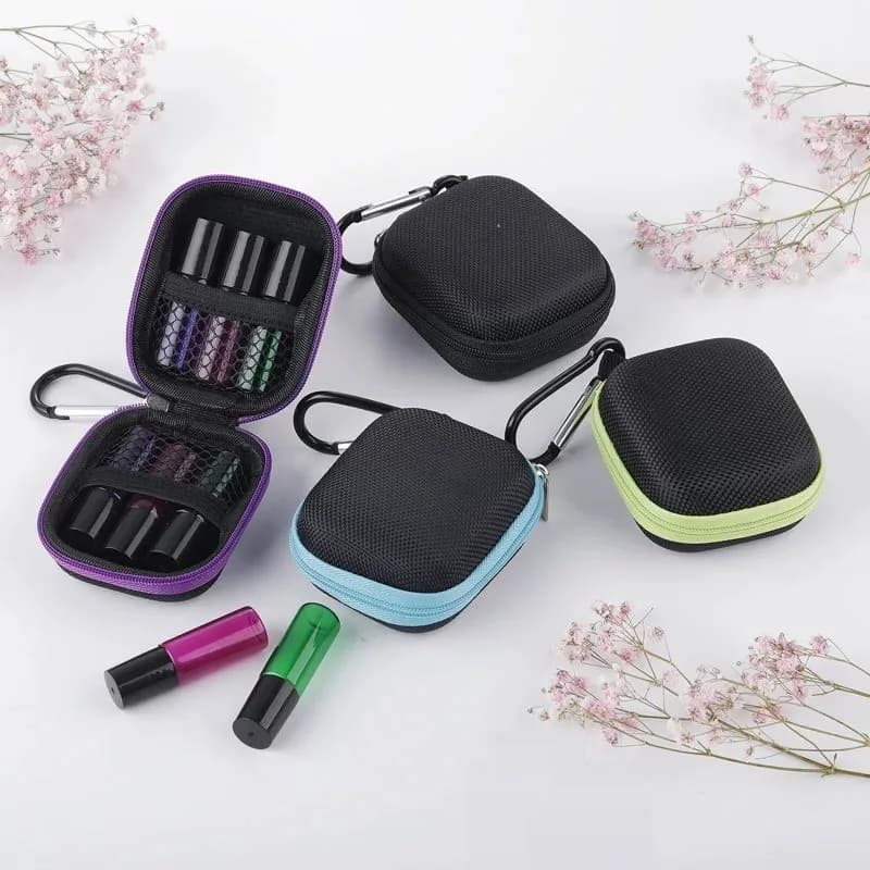 Mini 6 bouteilles de boîte d'huile essentielle, sac de collecte d'huile essentielle de 5 ml, coque rigide, boîte de stockage d'huile essentielle portable,