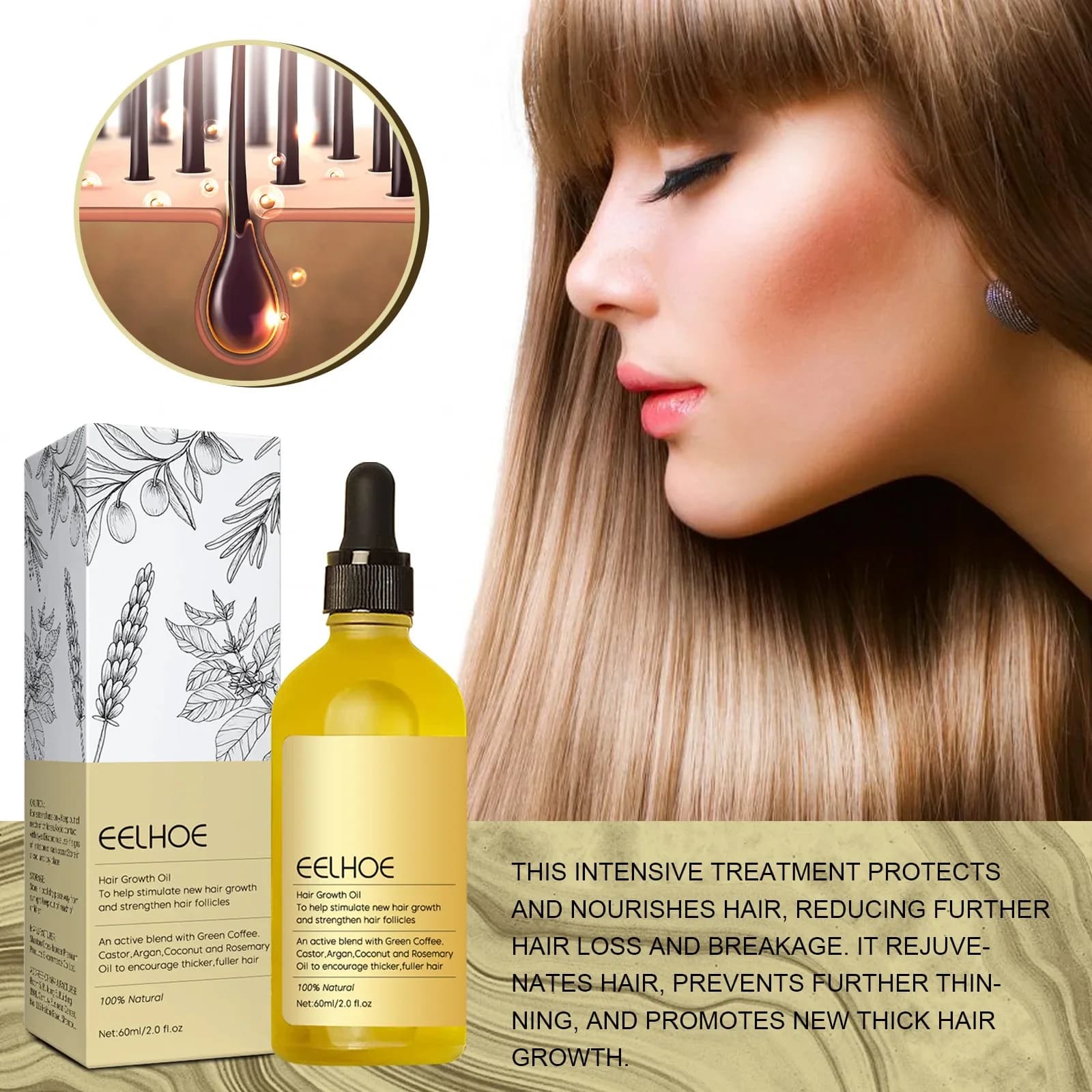 Sérum de traitement contre la perte de cheveux, Anti-calvitie, nourrissant, soulage la sécheresse des cheveux, repousse des dommages, réparation, huile hydratante pour la croissance des cheveux