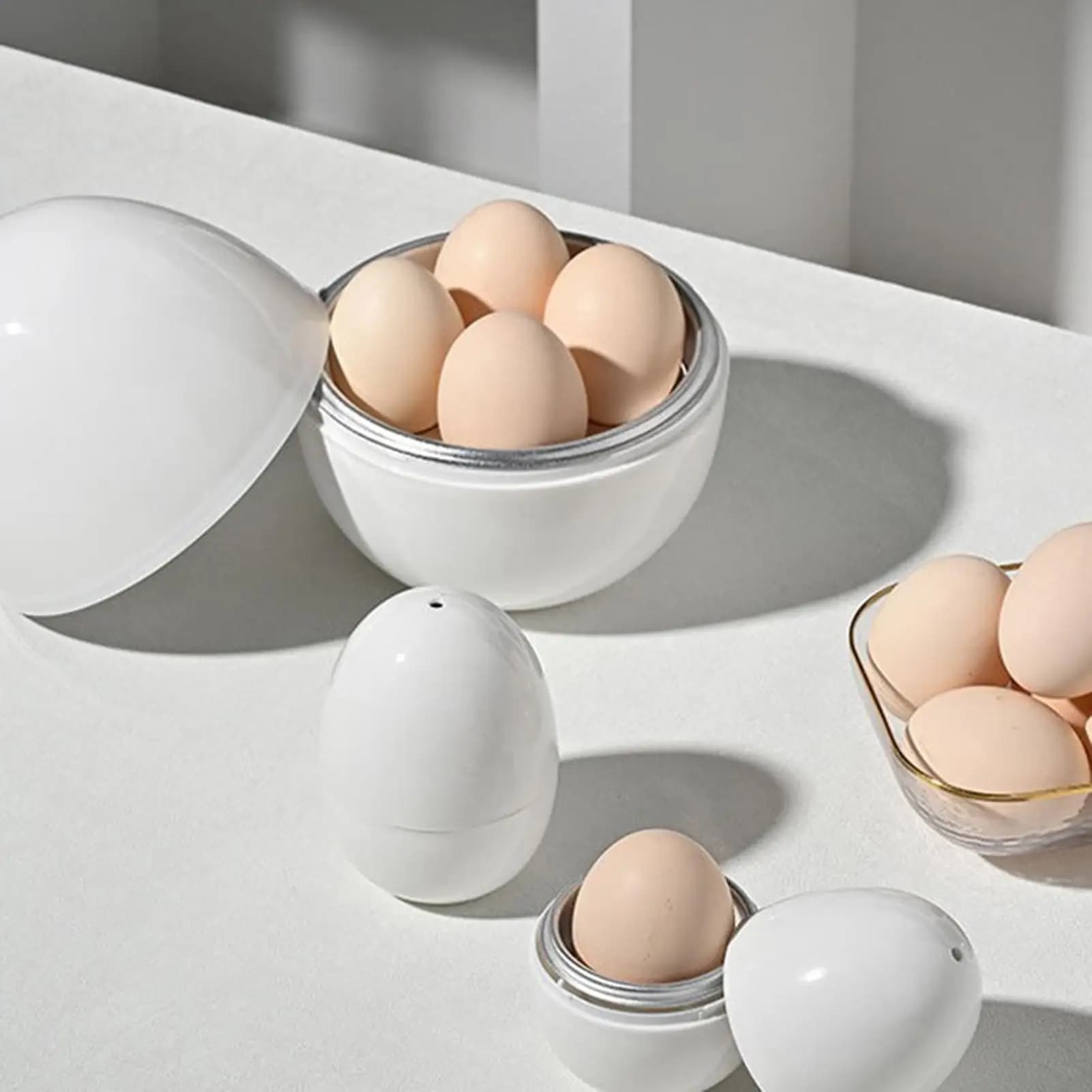Cuiseur à œufs pour micro-ondes avec couvercle, pour œufs durs ou mollets, gadgets de cuisine pour une cuisson rapide des œufs
