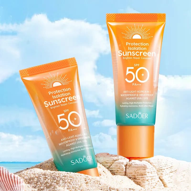 Crème solaire Spf 50 + pour protection faciale, soin solaire, double Tube, multi-effet Pa +++, bloqueur solaire pour le visage