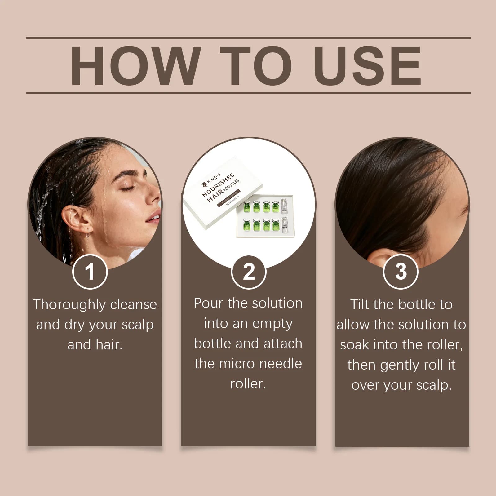 Sérum pour le soin du cuir chevelu, nourrit les follicules pileux, renforce les cheveux, réduit la casse, pour des cheveux naturellement lisses et brillants, entretien quotidien