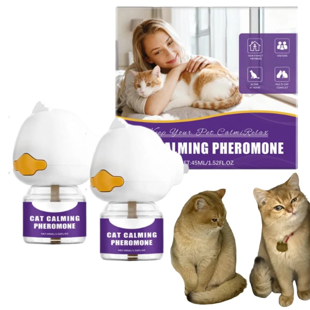 Kit diffuseur apaisant pour chats, diffuseur de phéromones électrique à brancher, pour améliorer l'humeur, apaiser, réduire l'anxiété et le stress chez les chats.