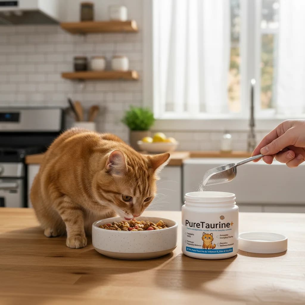 Complément alimentaire en poudre de taurine pour chats, 200 g, riche en taurine pure à 99,9 % pour aider à améliorer la santé des chats et favoriser l'équilibre digestif