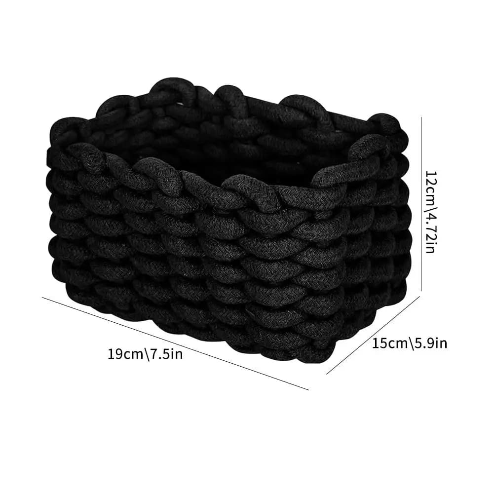 Panier de rangement rectangulaire multifonctionnel en corde épaisse tressée pour organiser et stocker divers articles et collations ﻿