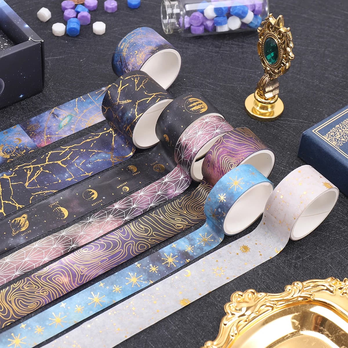 36 rouleaux de ruban Washi à motif ciel étoilé, ruban décoratif à motif de constellations pour bricolage, Scrapbooking, fournitures de papeterie pour étudiants