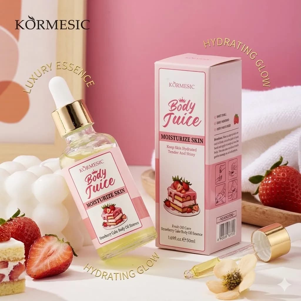 KORMESIC Huile corporelle gâteau aux fraises - Hydratant Hydratant Nourrissant Peau Parfum sucré longue durée pour tous les types de peau