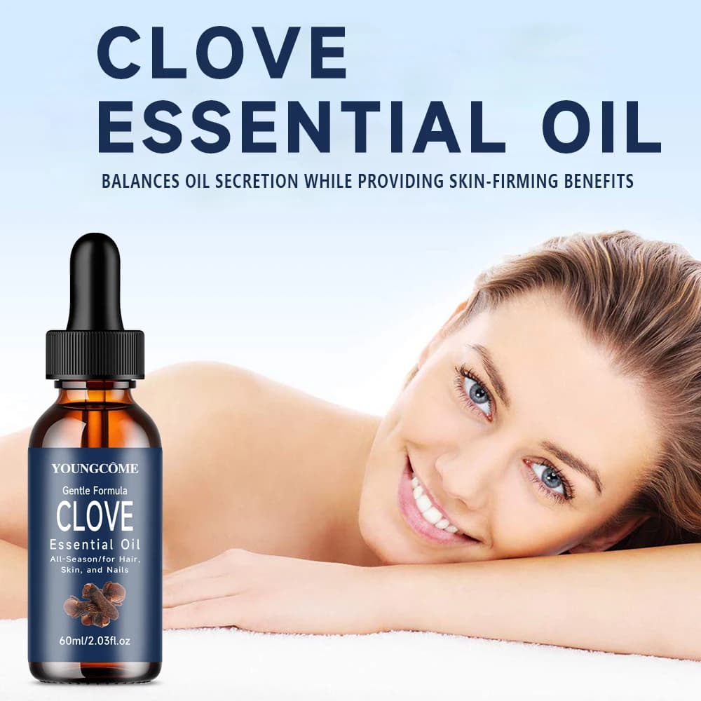 Bouteille d'huile essentielle de clou de girofle, soin du visage brillant, réparation hydratante, Anti-âge et d'arômes organiques naturels, huile essentielle