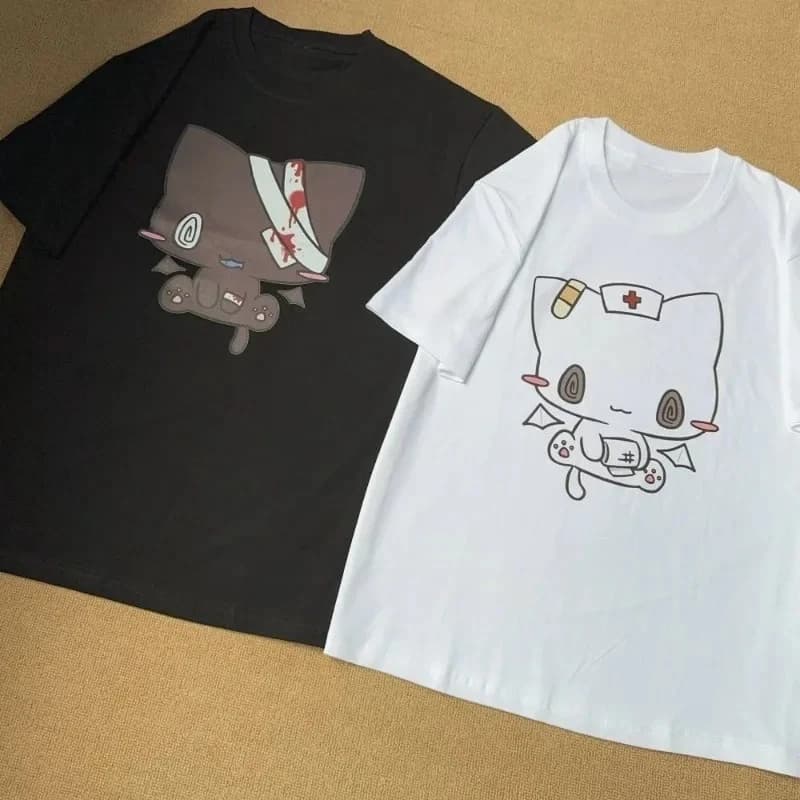 Femmes t-shirts dessin animé imprimé drôle Couple doux à manches courtes col rond ample Y2k Harajuku hauts femme t-shirt style décontracté