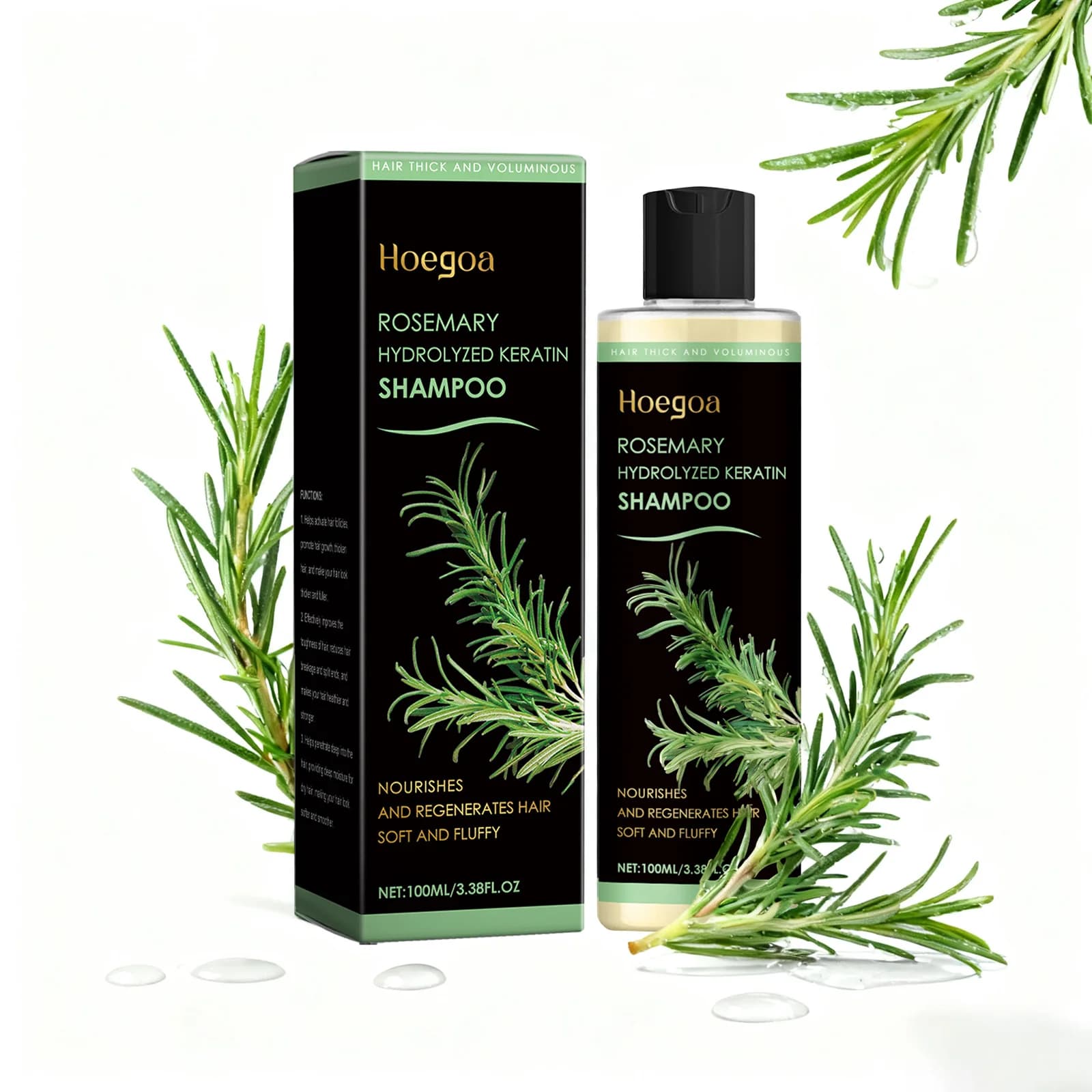 Shampoing pour la croissance des cheveux à l'huile de romarin, épais organique pour amincir les cheveux et la perte de cheveux, shampoing naturel volumisant pour hommes et femmes
