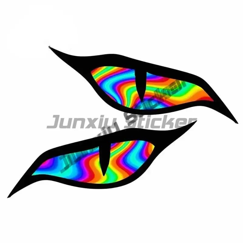 Autocollant Mauvais Œil, Design de Dessin Animé, Ta édélique Arc-en-Ciel, Casque de Motard, Couverture de Miroir, Rayures, Décoration de Voiture
