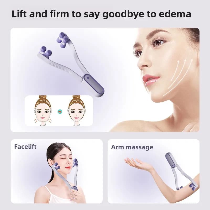 Masseur facial à rouleaux portable multifonctionnel favorisant l'absorption des produits