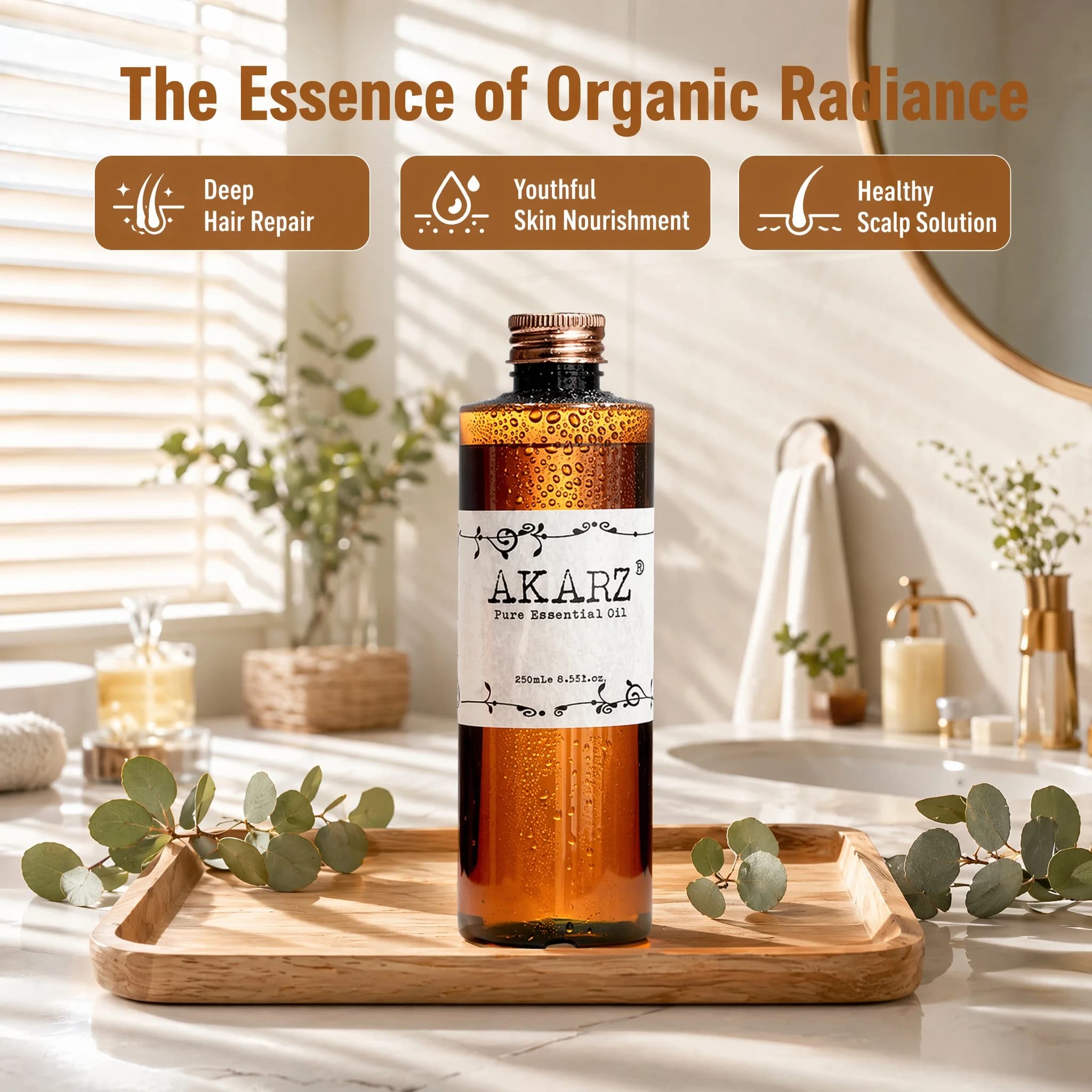 Premium AKARZ DIY Massage Argan Maroc Oil - Nourrir et réparer les cheveux secs