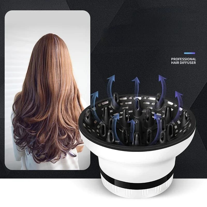 Diffuseur de Cheveux Universel Adaptable pour Sèche-Cheveux avec Design Rotatif, Bouclés, Grand Vent, partenaires Dispersant le Vent