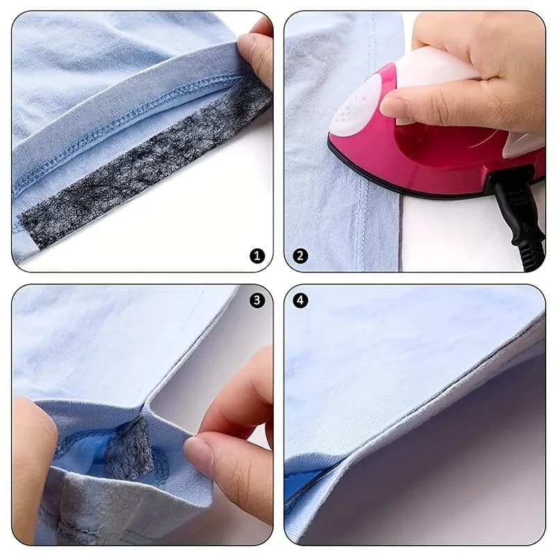 Rouleau de tissu adhésif Double face noir et blanc, 2 rouleaux, pour vêtements, fer sur ourlet, ruban d'entretien, bricolage, couture, Patchwork, accessoires