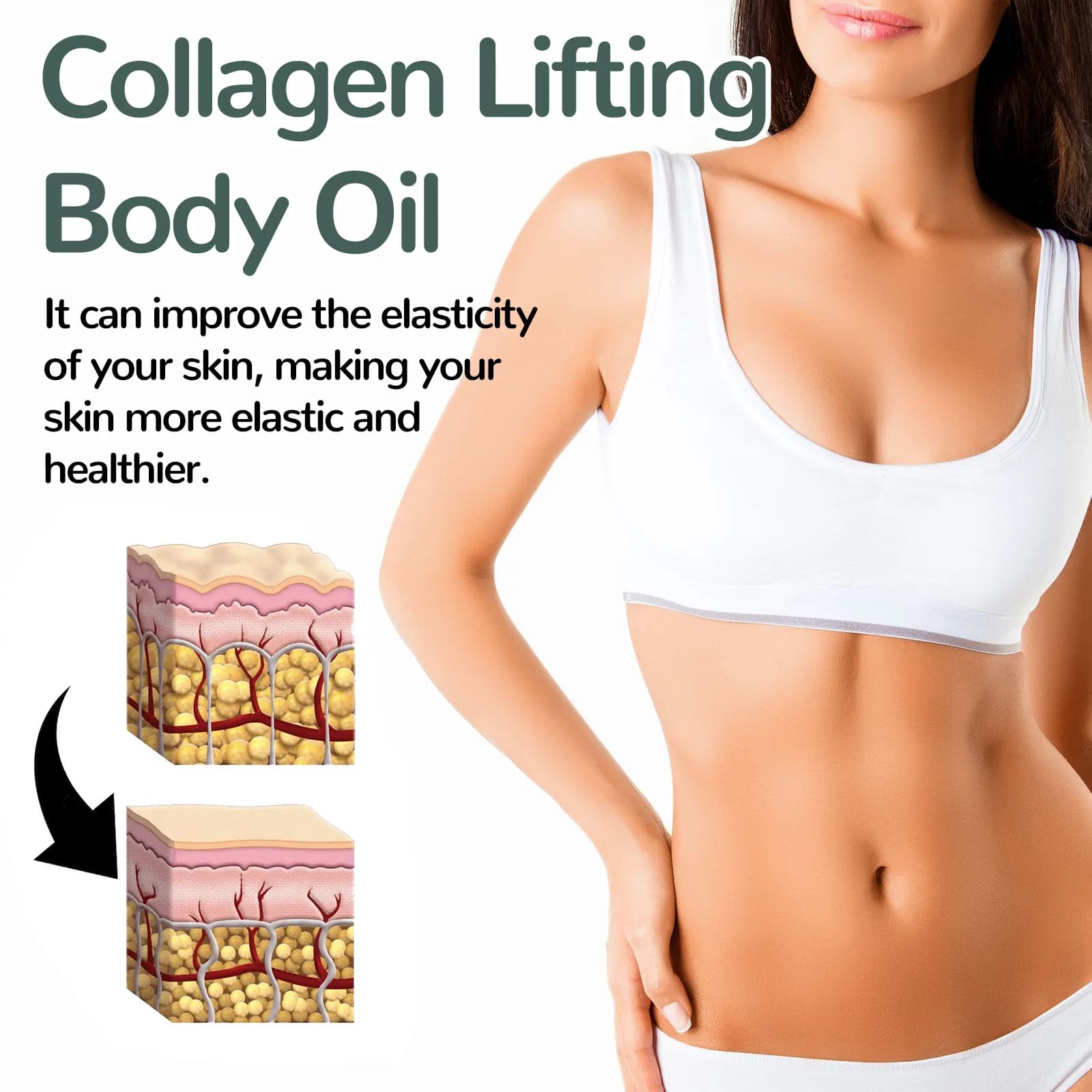 Huile corporelle au collagène OceAura, améliore l'élasticité de la peau, élimine les rides, soin de massage contre la cellulite, huile corporelle rafraîchissante à la lavande, 100 ml