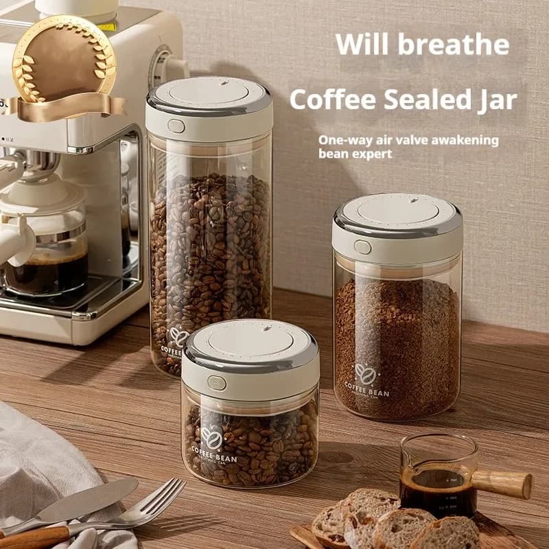Bocaux de stockage des aliments, conservation des grains de café scellés sous vide, étanche à l'humidité, récipient hermétique pour céréales, collations, sucre