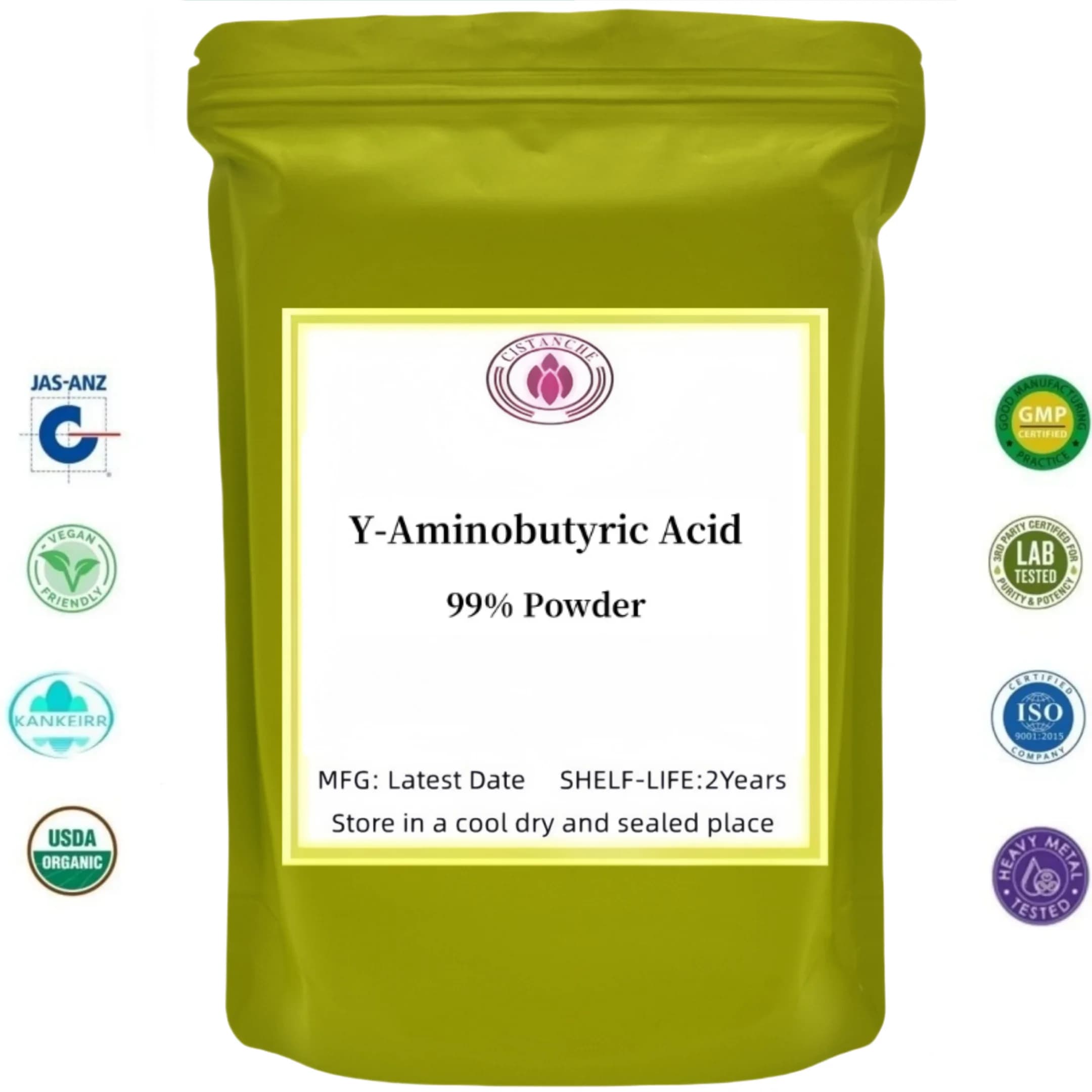 GABA Gamma – usine de poudre d'acide Aminobutyric, spécialisée sur les sacs personnalisés, emballage pour une livraison rapide dans le monde entier