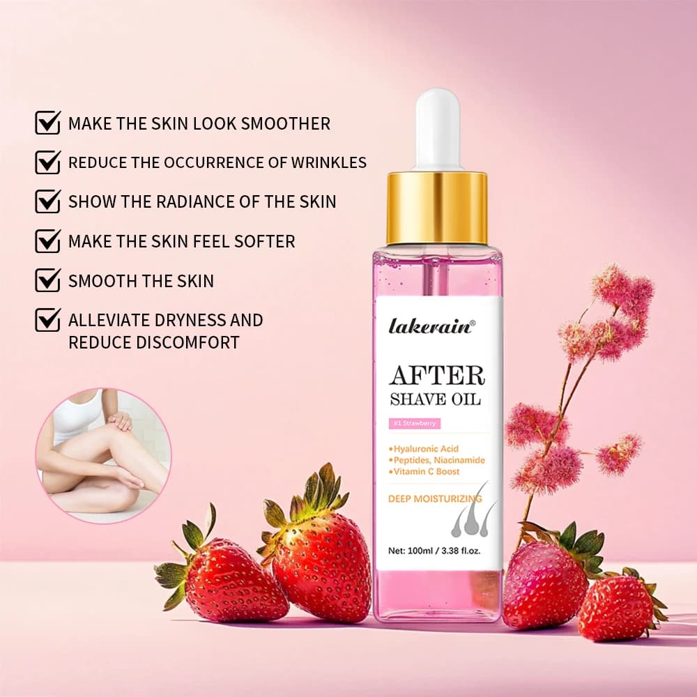 Huile de fraise après-rasage pour femmes, pour une peau lisse, hydrate, service doux, huile de rasage, huile de fraise vraiment après-rasage ﻿ Soins de la peau