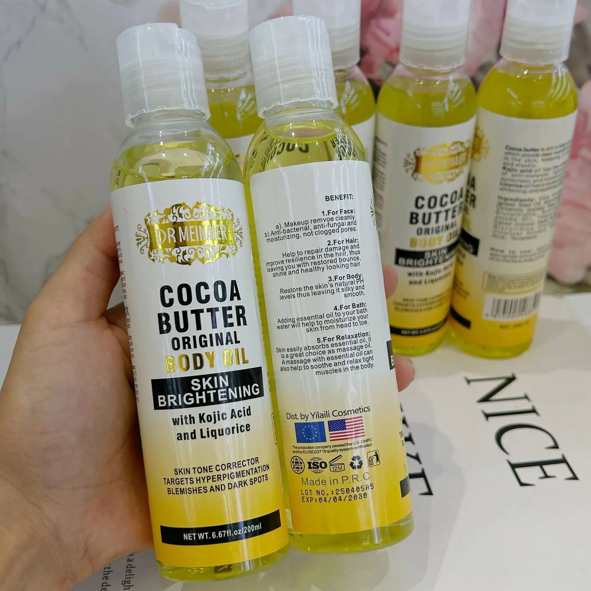 Huile de soin pour le corps au beurre de cacao, 118ML, hydrate et nourrit la peau, huile essentielle pour tout le corps de grande capacité