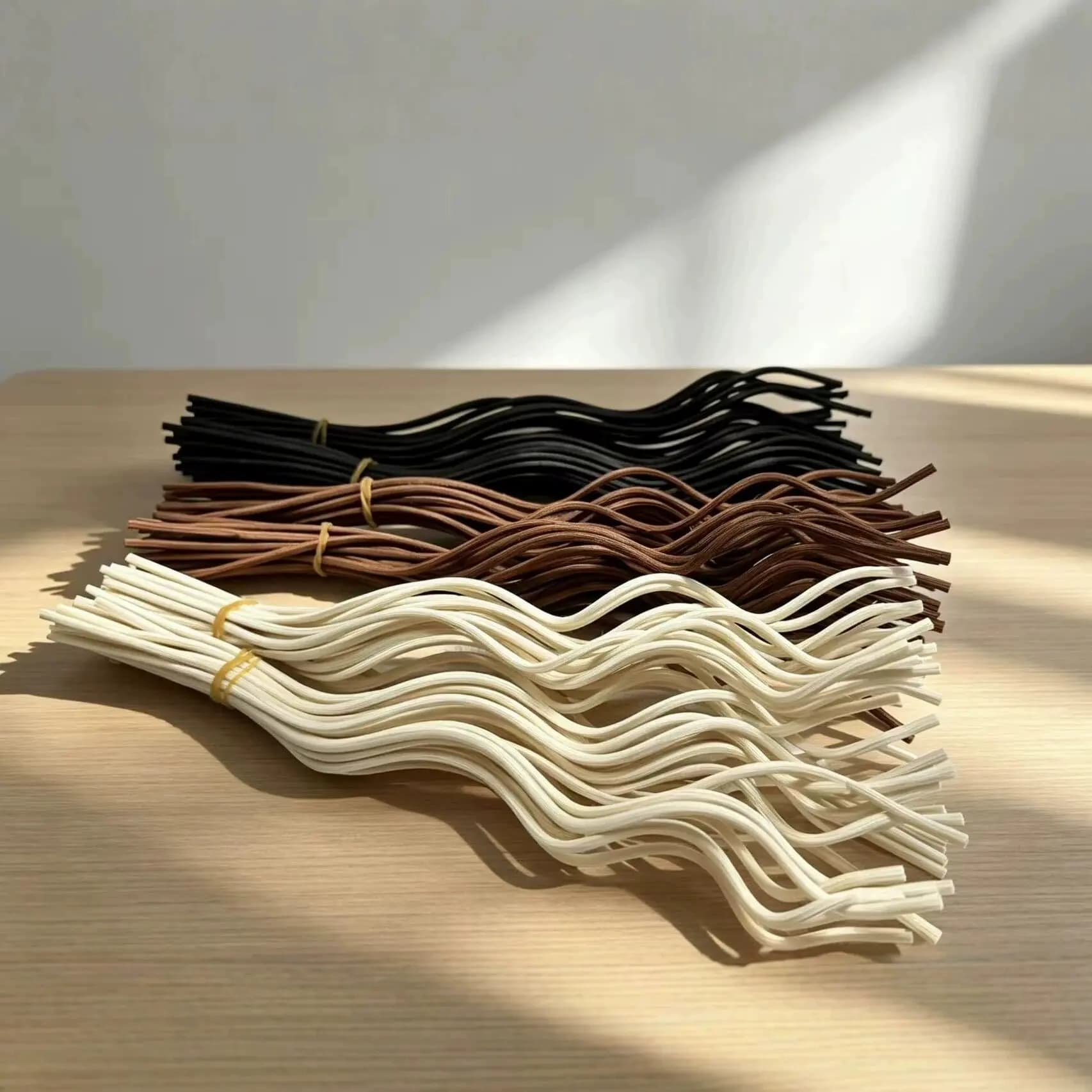 20 bâtonnets diffuseurs en rotin longs et ondulés pour huiles essentielles