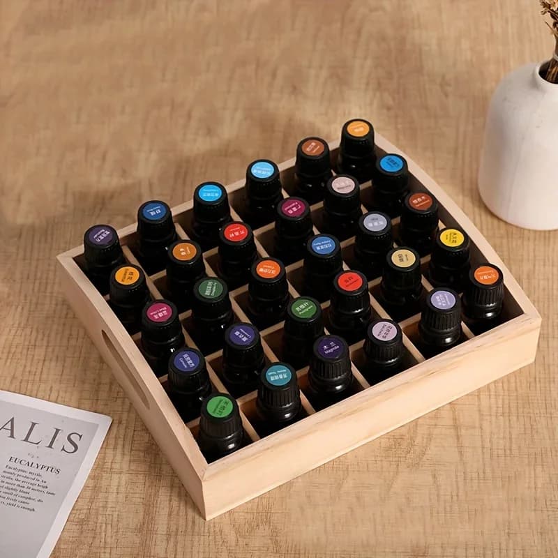 Boîte de stockage d'huiles essentielles, 30 cellules, boîte de stockage enrichie, petite boîte en bois haut de gamme, boîte de stockage d'huiles essentielles portable