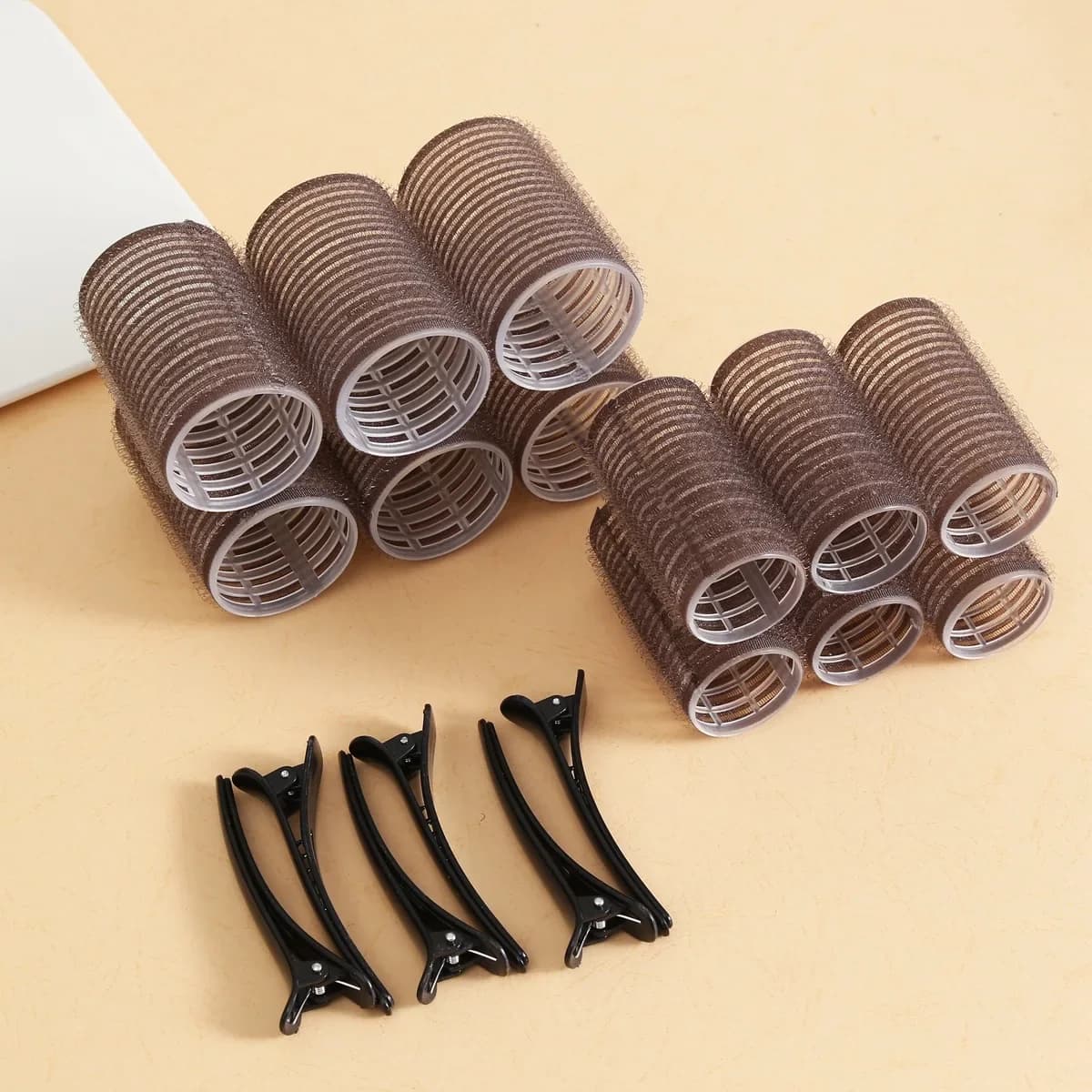 Ensemble de bigoudis à crochet auto-agrippant, 12 pièces, rouleau sans chaleur, 6/12 Clips, pour Salon de coiffure, outils de coiffure collants