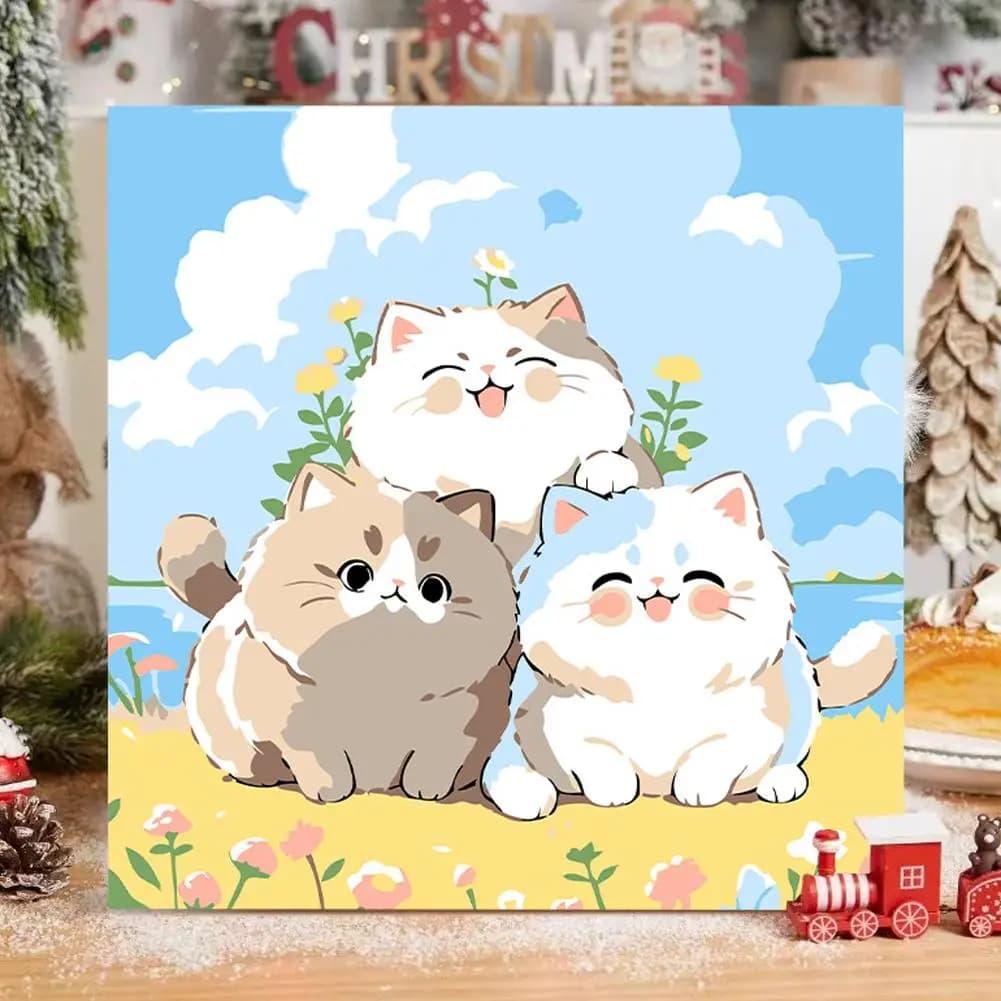 Peinture à l'huile paquet livre chat