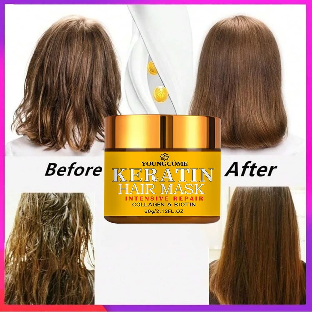 Masque capillaire réparateur, biotine, collagène, kératine, traitement des cheveux, après-shampooing, huile essentielle, nourrissant pour les cheveux secs et endommagés