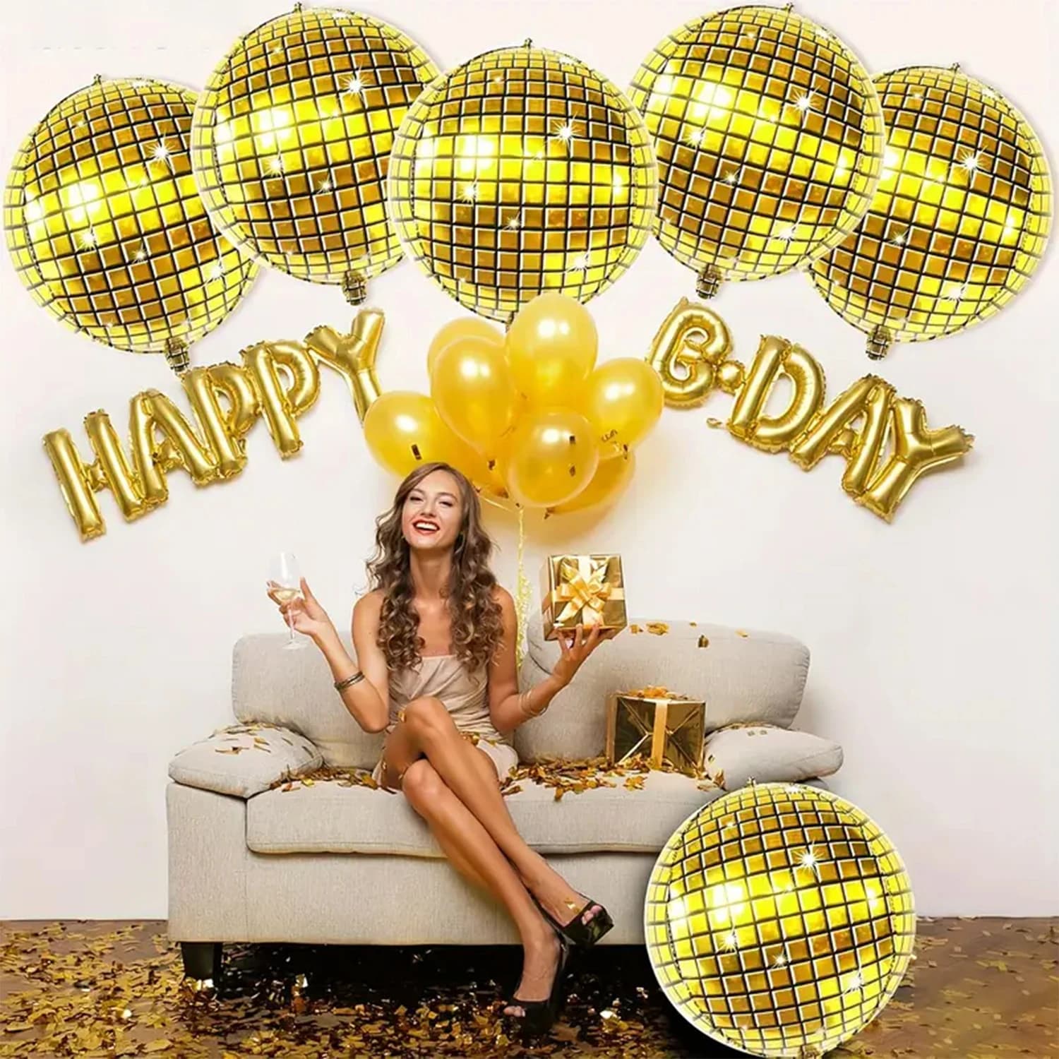 6 ensembles de ballons en film d'aluminium 4D de 22 pouces, décoration d'ambiance pour soirée disco et ballons décoratifs