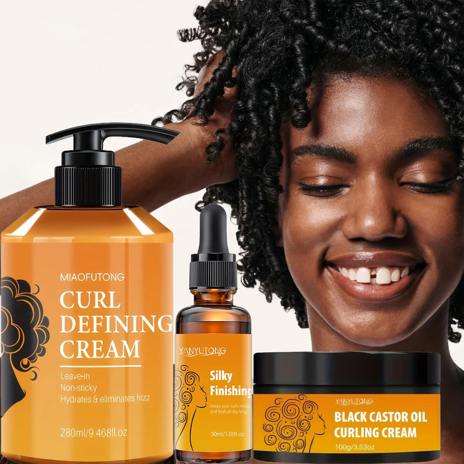 Curl Defining Cream à l'huile d'argan pour boucles ondulées, hydratant pour cheveux et brillance et élasticité profondes, 280 ml