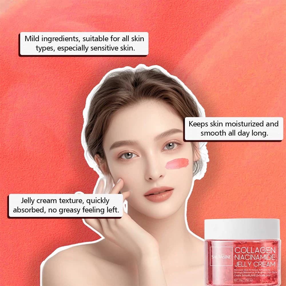 Crème à la gelée de collagène, Niacinamide et collagène hydrolysé, renforce la barrière cutanée, hydratant durable, soins pour le visage