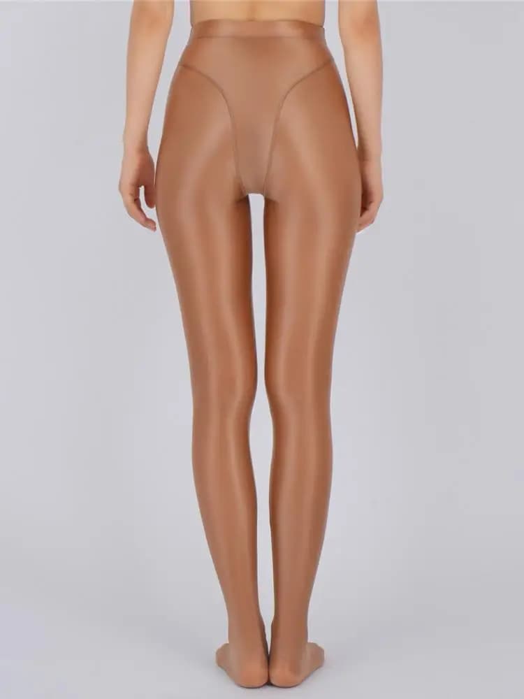 Sexy femmes mince transparent voir à travers taille haute Sexy serré soie brillant crayon pantalon huile brillant couleur bonbon Yoga Leggings pantalon