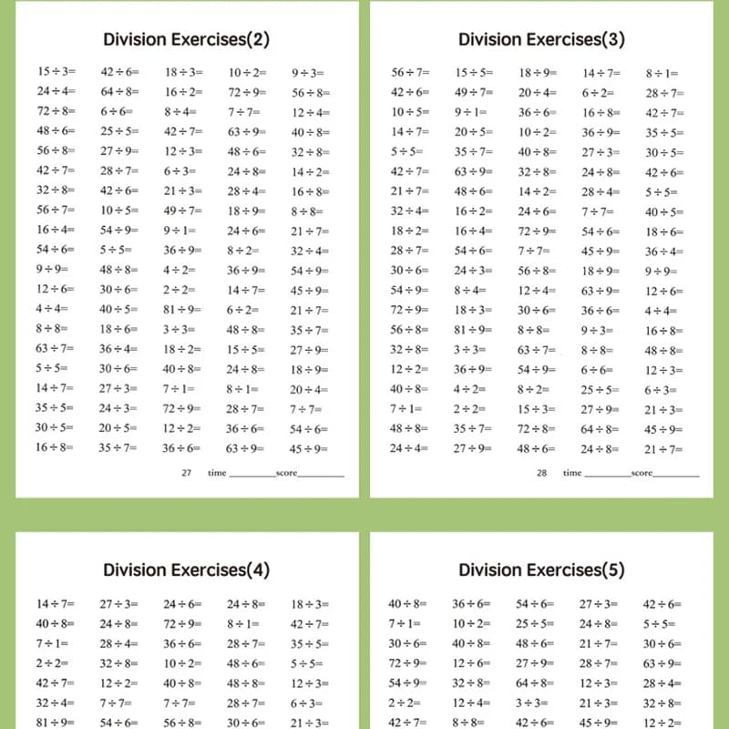 Cahiers d'exercices mathématiques pour enfants, livres de pratique de multiplication et de division, cartes arithmétiques, fournitures scolaires, apprentissage des mathématiques pour étudiants