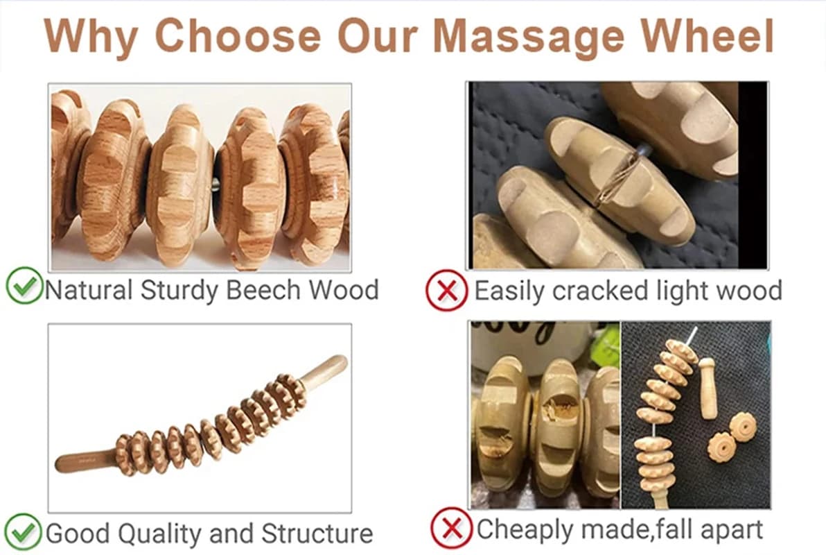 Bâton de Massage à rouleau en bois, outil d'engrenage portatif, outil de roulement à 12 roues, Point de déclenchement à rouleau pliable en bois naturel pur