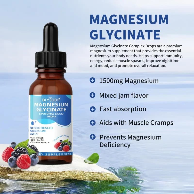 Gouttes liquides de glycinate de magnésium les plus vendues : Nourrissement doux, soutien de l'humeur apaisante, bien-être corporel