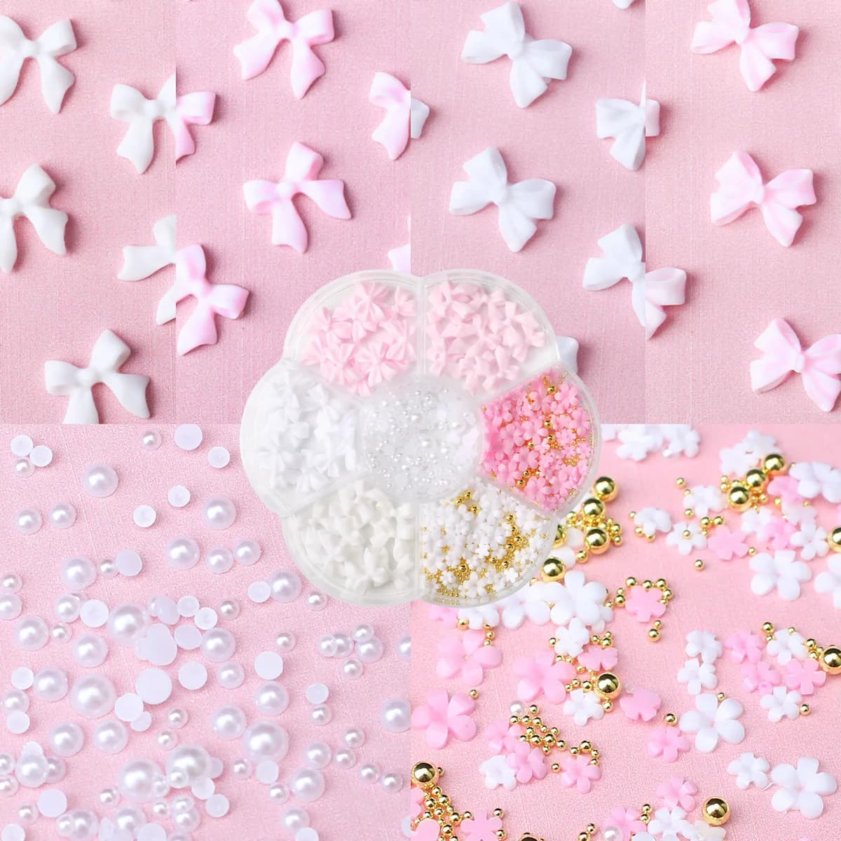 Kit de décorations pour ongles avec nœud floral 3D