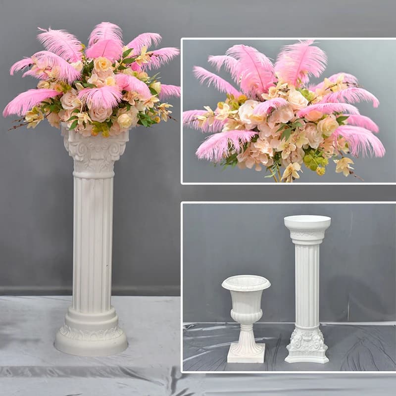 Colonnes romaines rondes, pilier vertical, Arches, Pots de fleurs, route européenne, scène de fête de mariage, Pots de fleurs en plastique, décorations