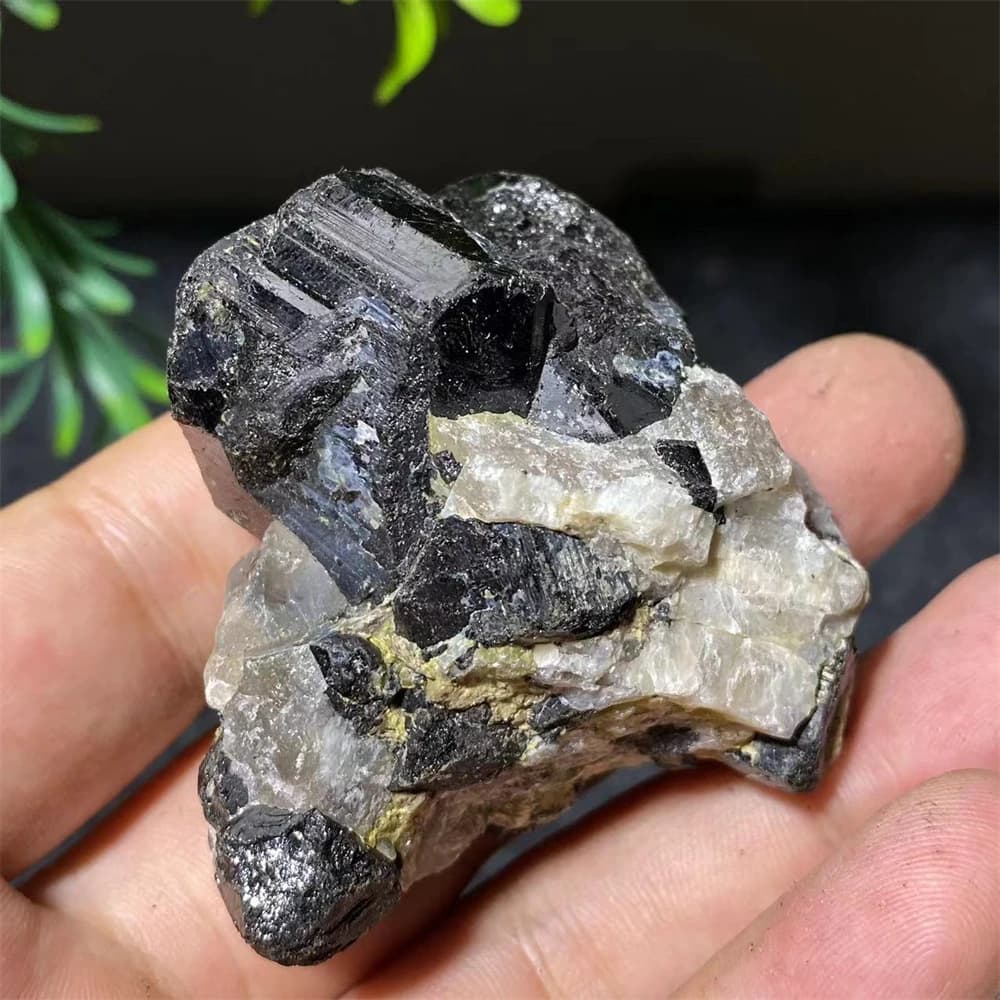 Tourmaline noire cristal Quartz naturel, charbon Wicca napSpecimen brut guérison décoration de la maison géode roche grappe pierres précieuses