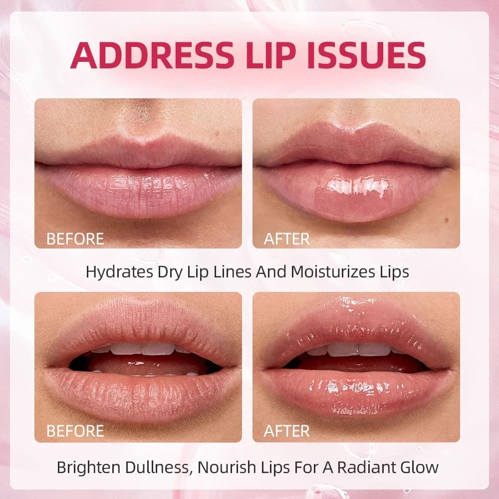 QIBEST Coffrets d'huiles à lèvres roll-on hydratantes et nourrissantes, brillant à lèvres, baume à lèvres nourrissant, lisse, longue durée, incolore, anti-dessèchement
