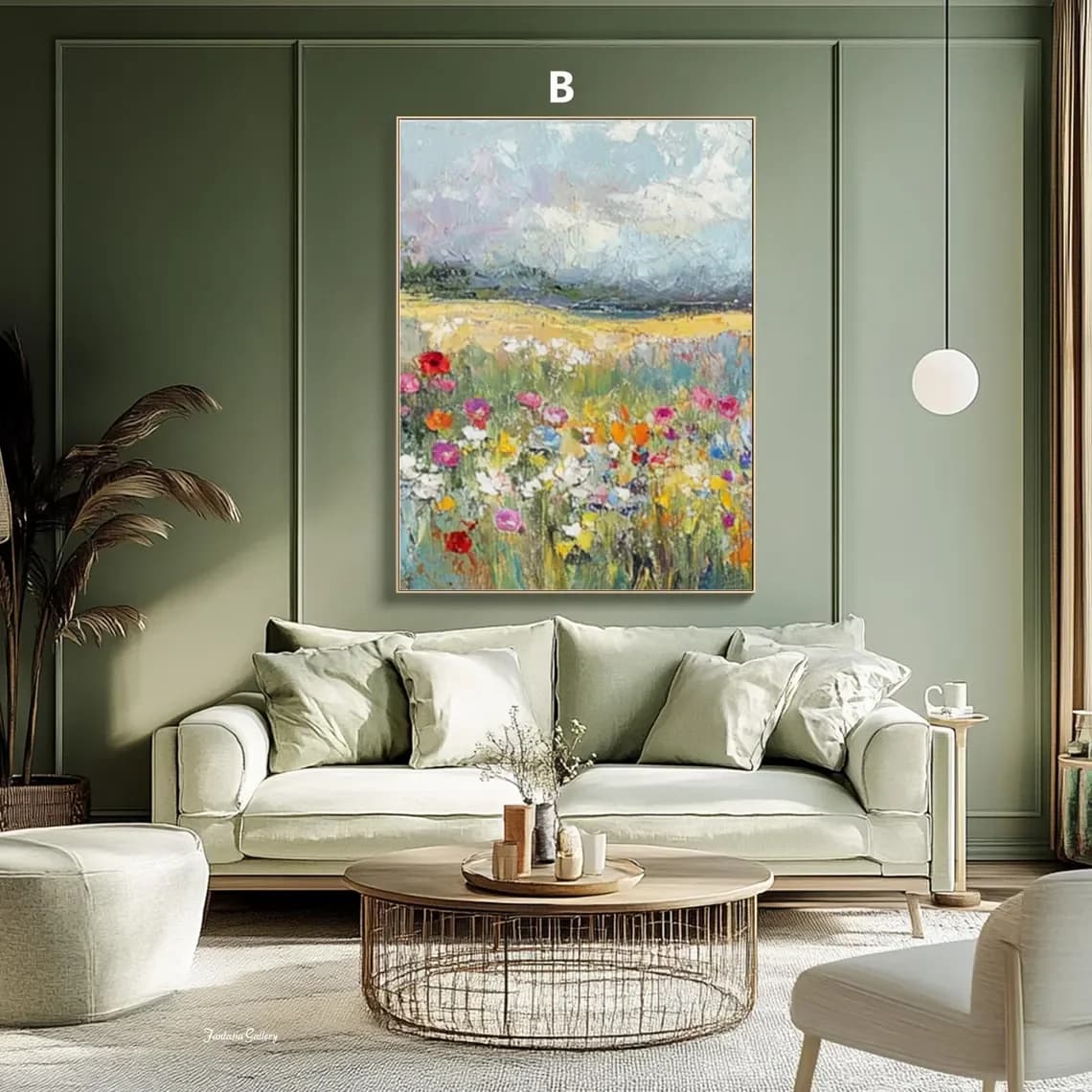 Peinture à l'huile de paysage originale, grande décoration murale florale, œuvre d'art 3D, triptyque mural, art mural vintage rustique, art mural coloré moderne