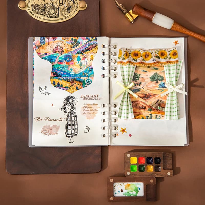 1 à 6 rouleaux de rubans adhésifs à thème artistique vintage, autocollants pour scrapbooking, matériel parfait pour le journaling, fournitures de scrapbooking DIY
