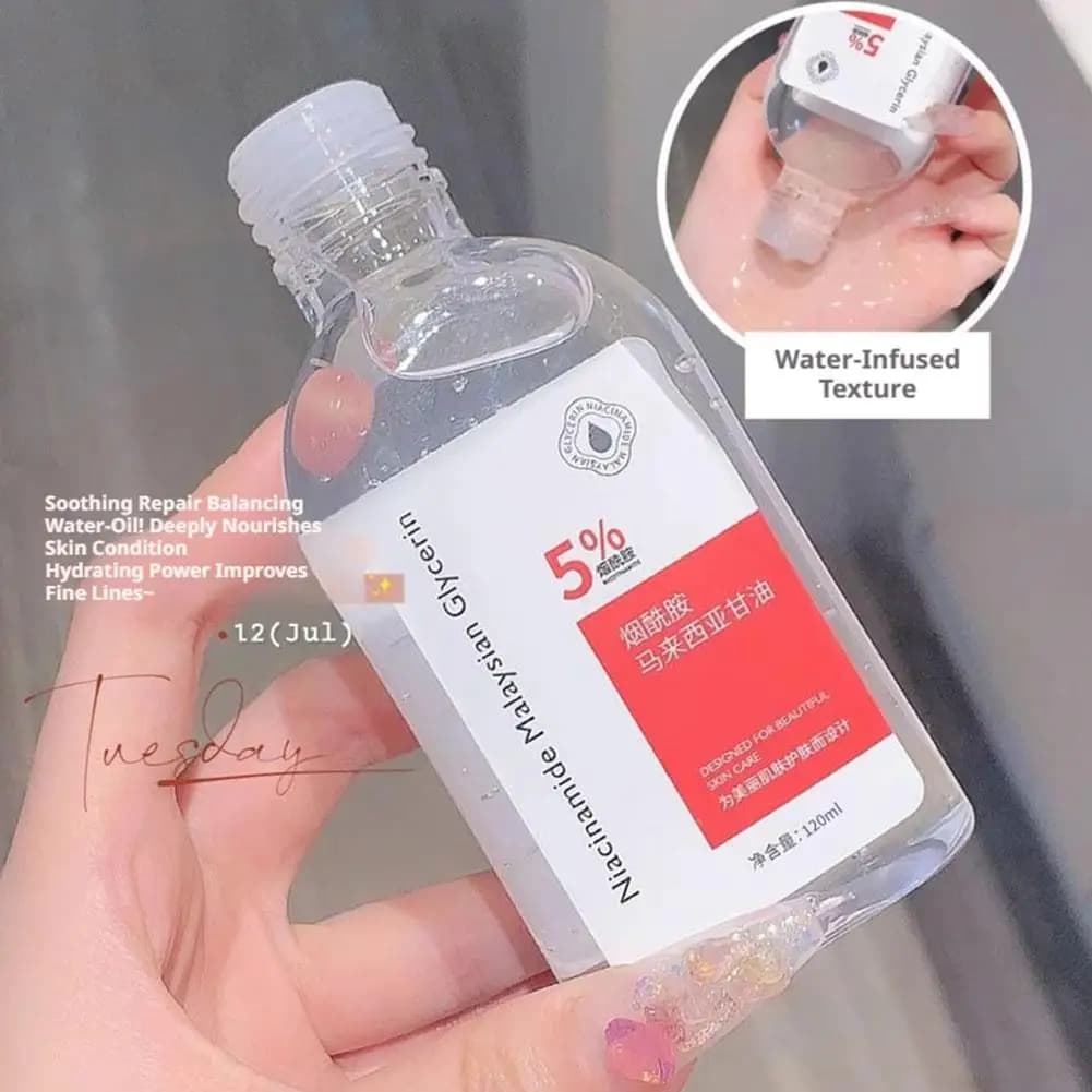 Huile Visage Hydratante et Éclaircissante à la Vitamine E et Glycérine de Malaisie – Améliore la Teint Terne, Régule la Sécrétion de Sébum, Affine les Pores