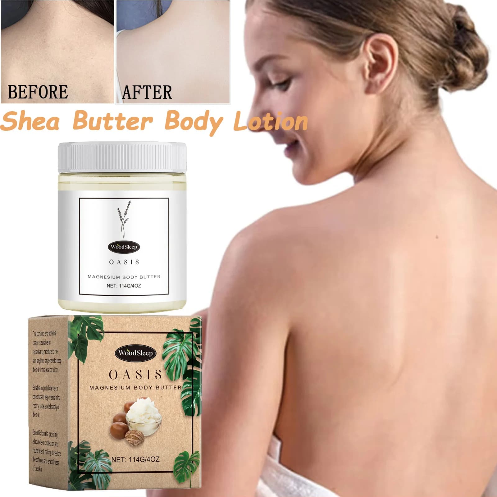 Lotion pour le corps au beurre de karité hydratante beurre pour le corps au magnésium peau nourrissante douce lisse apaise les Muscles crème de soin pour le corps