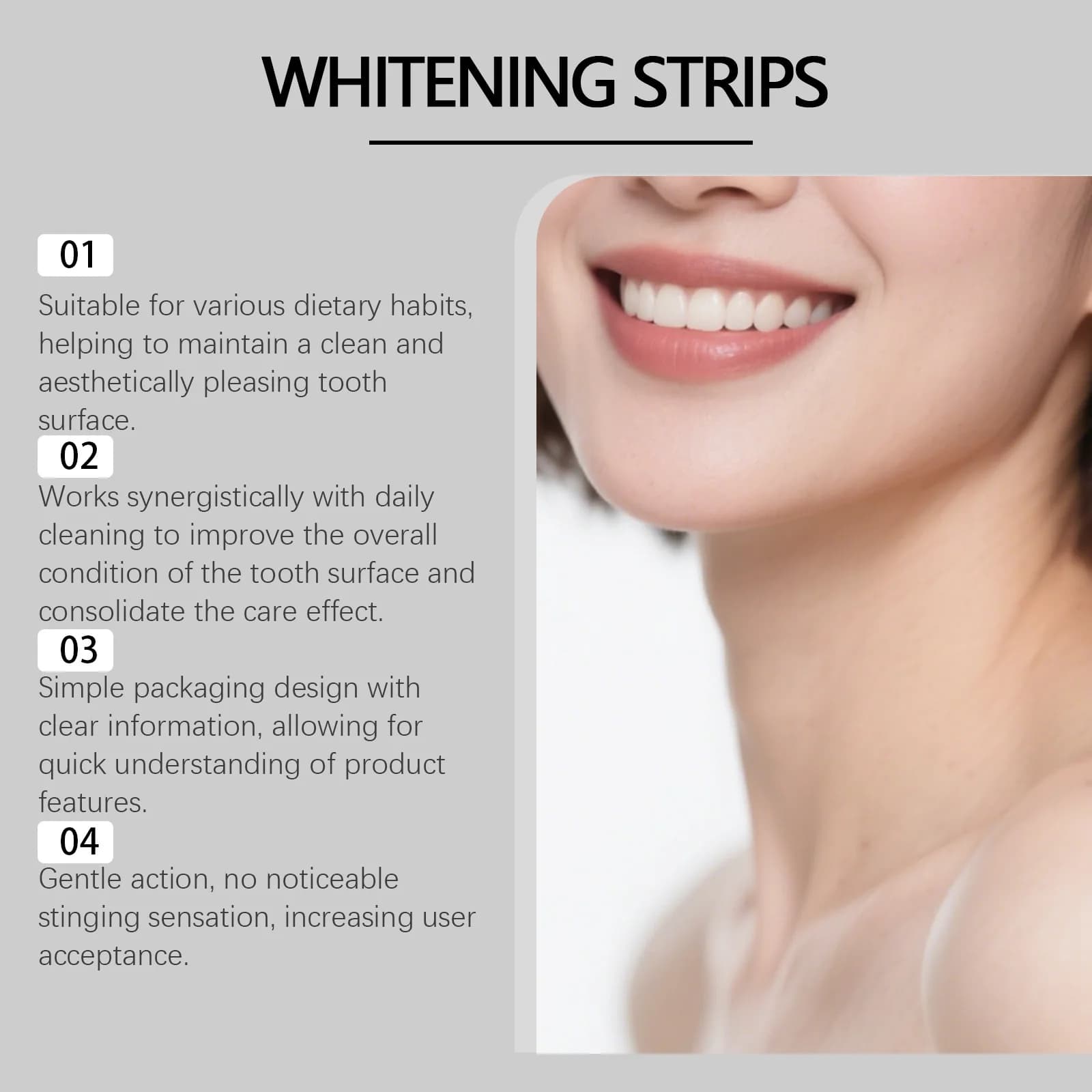 Bandes blanchissantes pour les dents à l'huile de coco Feimuko, éclaircissement longue durée, élimination douce des taches, soin nourrissant des gencives, soin des dents sensibles