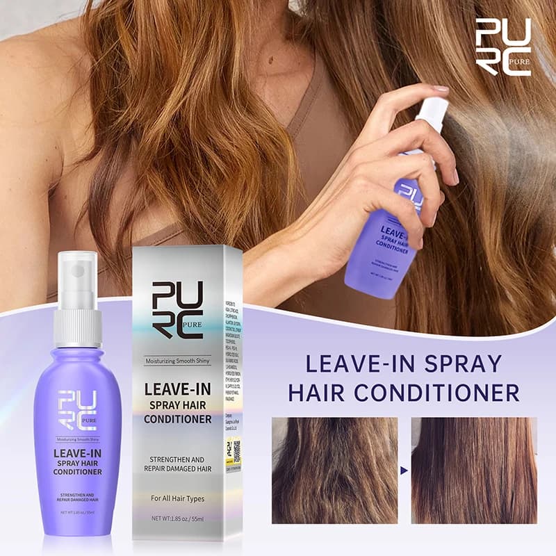 PURC-Spray pour cheveux sans rinçage, huile de revitalisant AMP, réparation des cheveux abîmés, traitement des frisottis, lissage, soin des cheveux brillants et lisses, 55ml