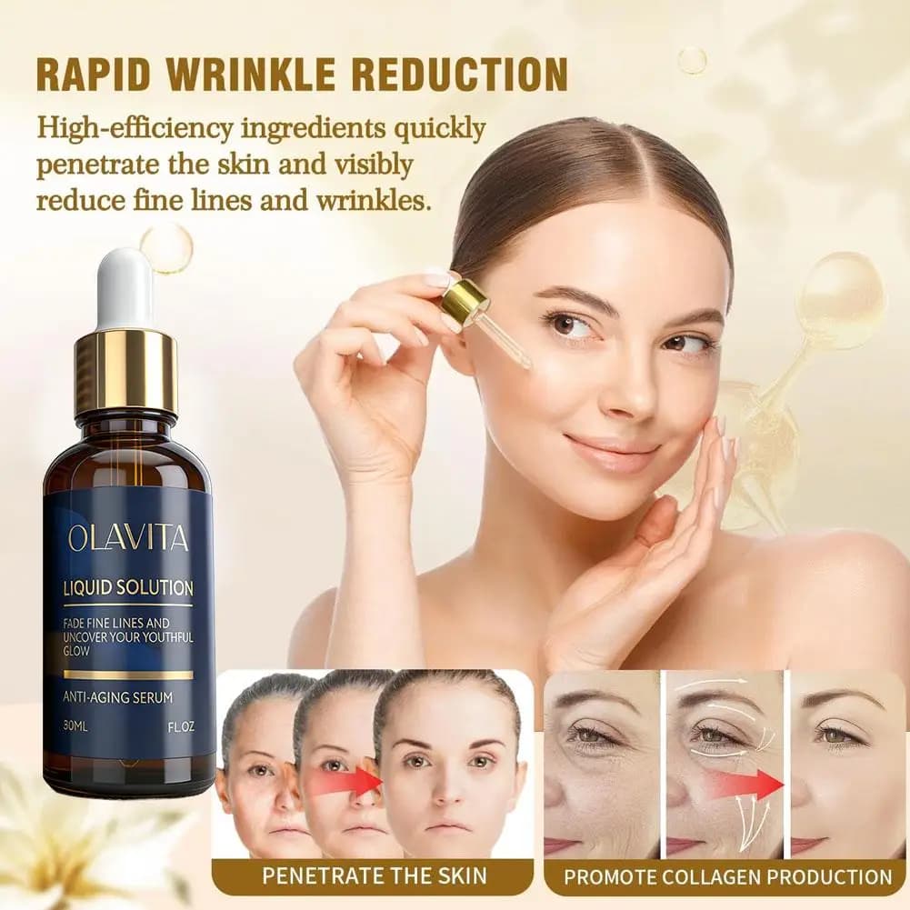 Sérum anti-âge liquide à la vitamine C, soutient l'élasticité de la peau et le collagène, aide à améliorer l'apparence des ridules et des rides