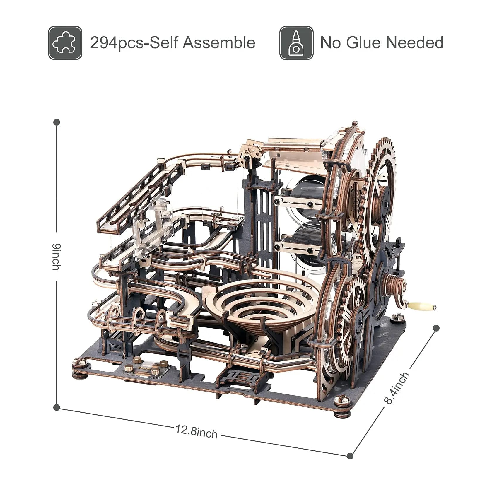 ROKR Marble Night City 3D Puzzle en bois à assembler, modèle de moulin à eau, jouets pour adultes, cadeau d'anniversaire