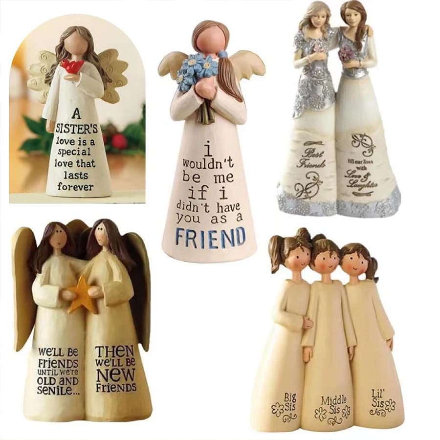 Statuette en résine Trois Sœurs, Grande, Moyenne et Petite Sœur, pour Décoration de Table à Domicile, Cadeau de Sœur, Décoration de Table sur le thème de la Fraternité