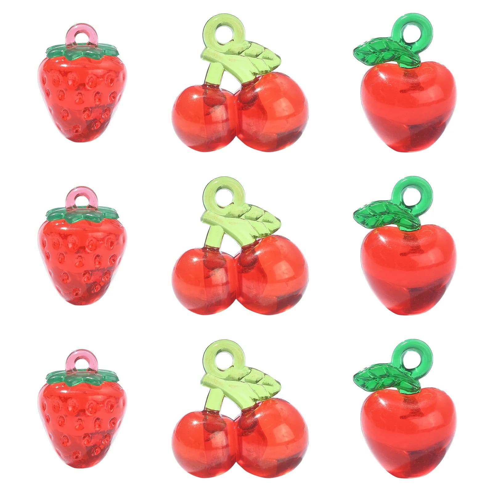 Breloques de fruits rouges en acrylique 3D