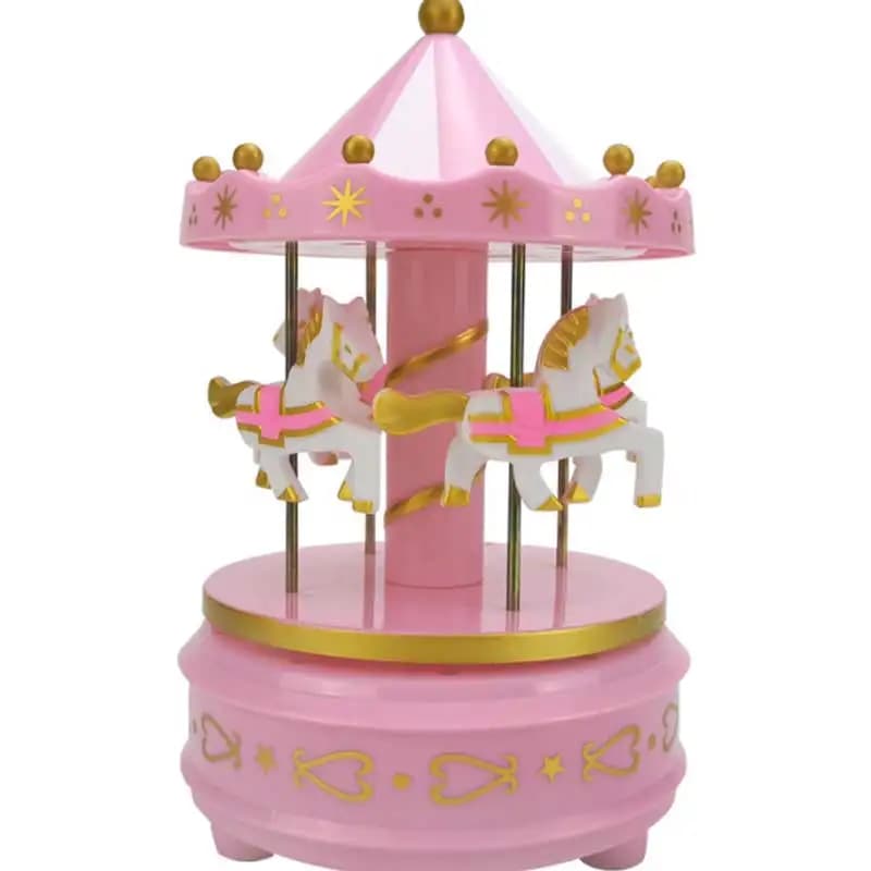 Boîte à musique de carrousel de luxe, 4 chevaux, rotation, jouets romantiques, travail manuel, cadeaux, 1 pièce